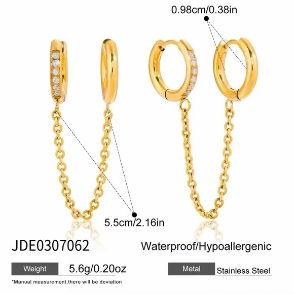 18K Gold Plated Cubic Zirconia Tassel Earrings - Picture 7 of 8